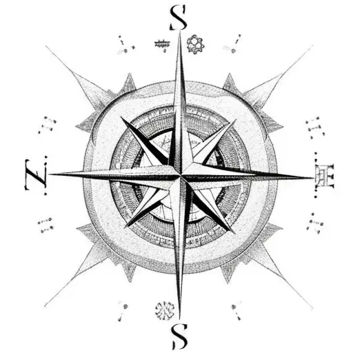 A Compass Rose Intertwined With Anime Characters Representing Different Travel Destinations