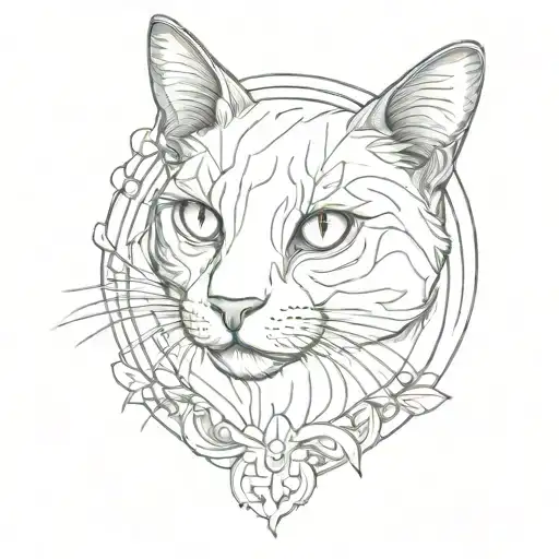 Cat Face In Oval Frame