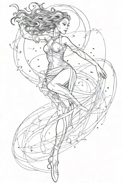 Galaxy And Dancer Gracefully Moving