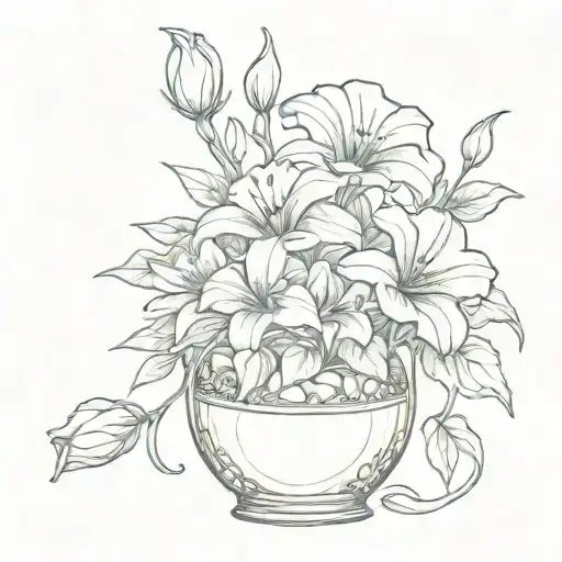 Violet Flower Lily Flower Rose Water Lily Morning Glory Pot Mari Gold Bouquet