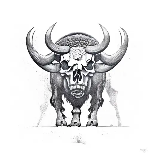 Skull Of A Buffalo That Is Made Up Of Elements Of The Inca Culture