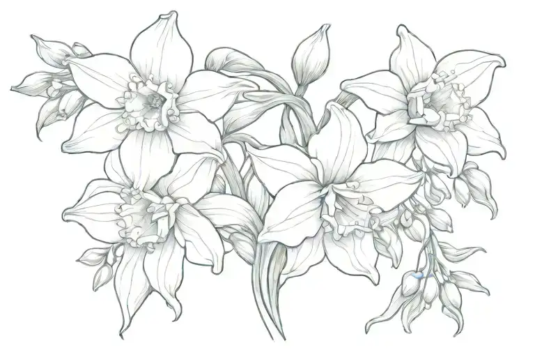 Daffodil Lily Of Valley Intertwined With Eachother