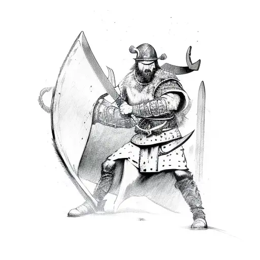 A Fierce Viking Warrior Wielding A Sword In Battle