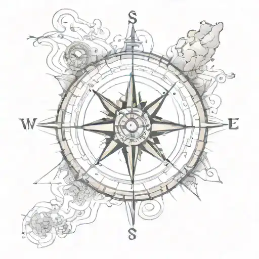 Compass Rose With World Map