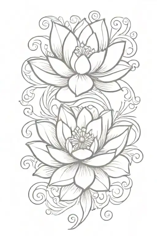 Simplified Lotus Flower With Scrolls