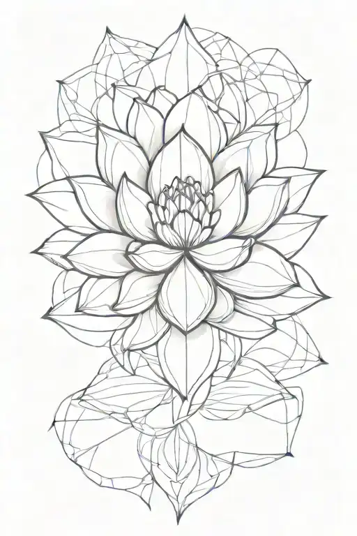 Geometric Simplified Lotus Flower