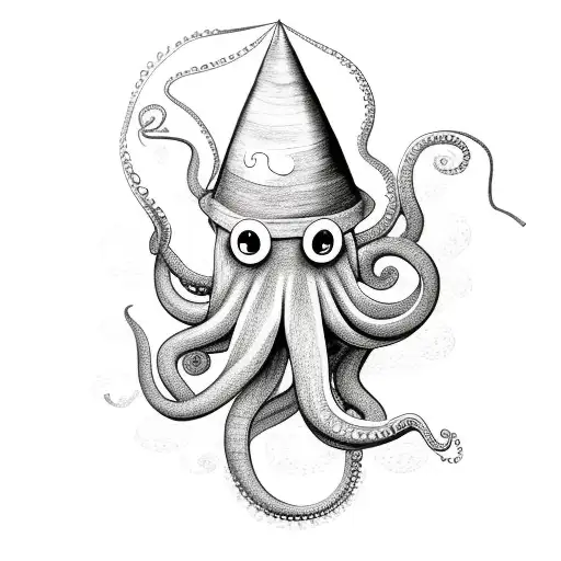 Octopus With A Party Hat And A Balloon