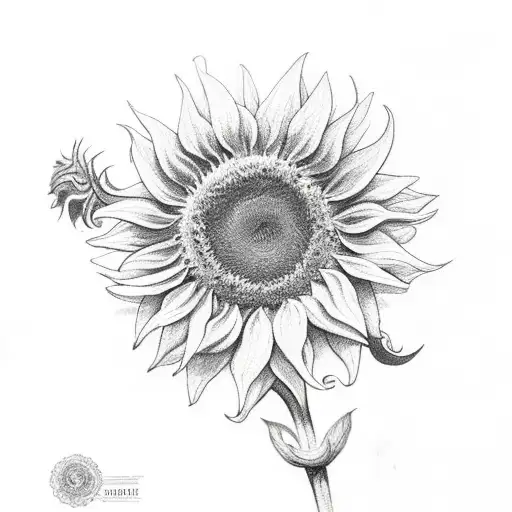 Sunflower With Roman Numbers On The Stem