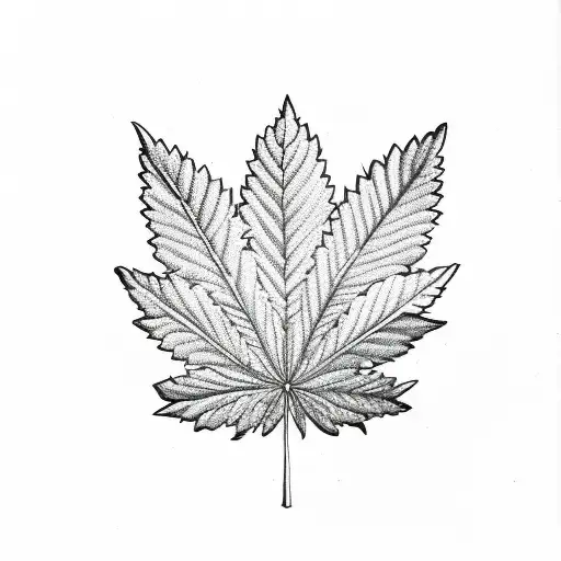 A Detailed Sketch Of A Marijuana Leaf Surrounded By Swirling Smog