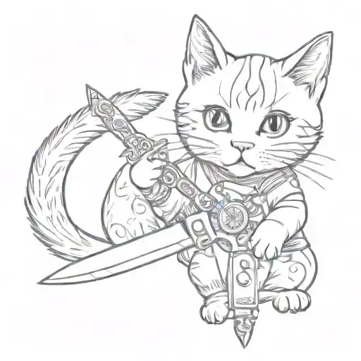 Cute Cat Holding Knife