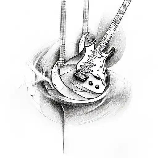 A Sketch-style Tattoo Of A Distorted Electric Guitar