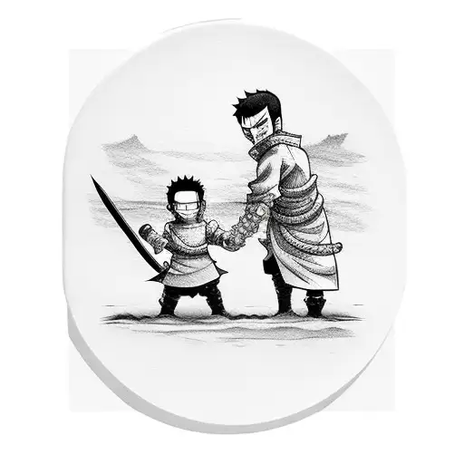 Mom And Dad Phrase In A Ring Which Is Made Up Of Zoro's Swords