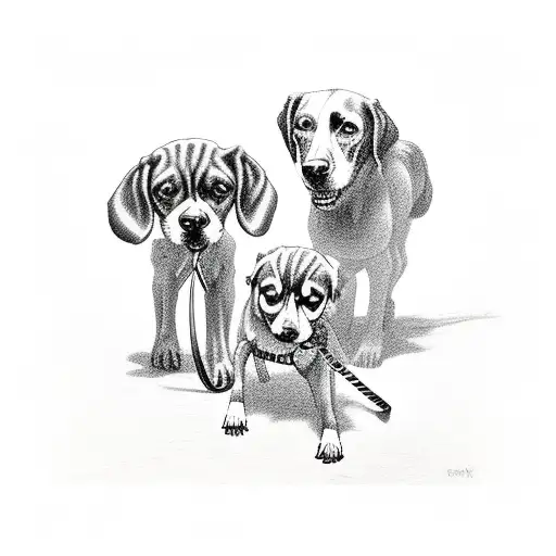 Grim Reaper Holding Leash If 3 Dogs