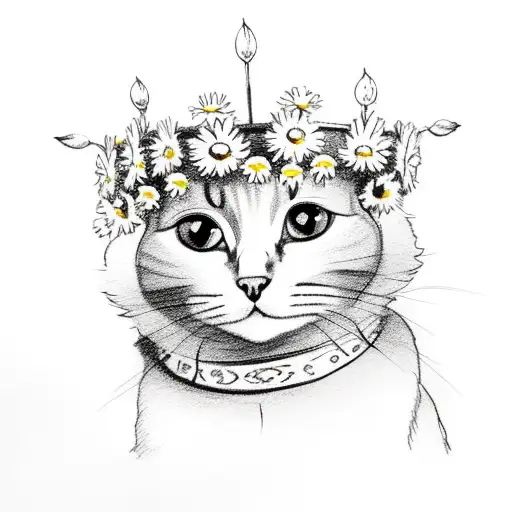 Cat With Daisy Chain Crown