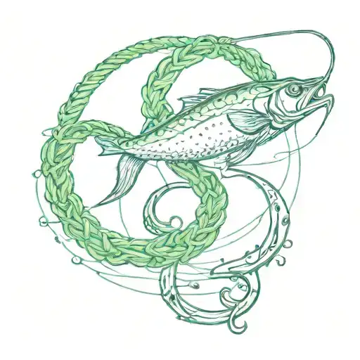 Fishing Hook With Green Rope