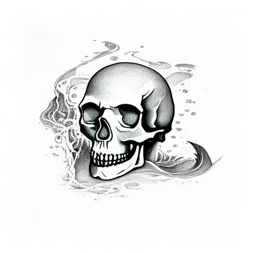 Skull With Water And Zodiac Aquarious Sing
