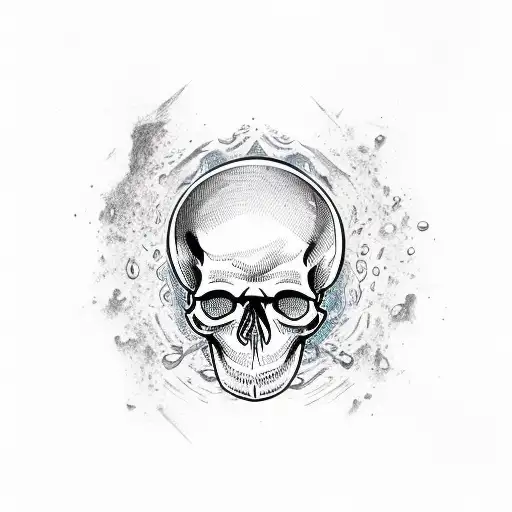Skull Surround With Water Pour From Jar