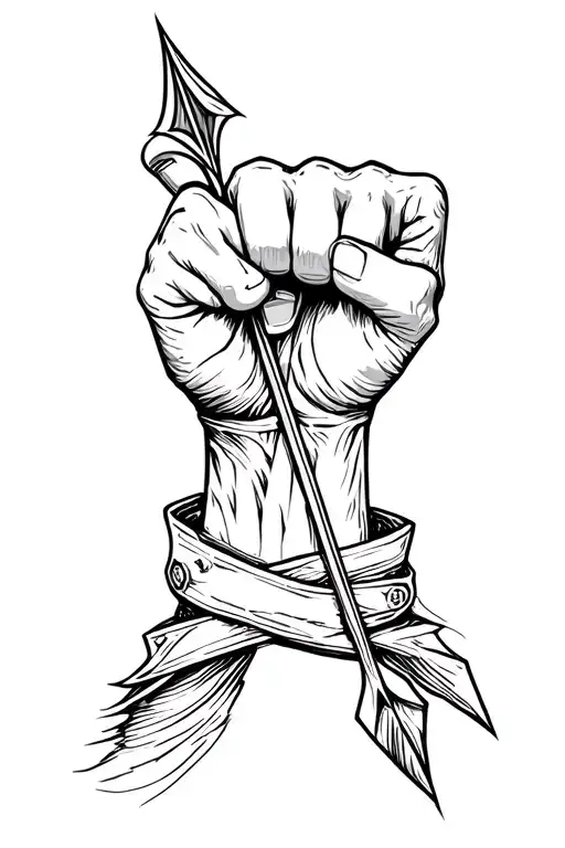 Fist Holding An Arrow Stencil Art