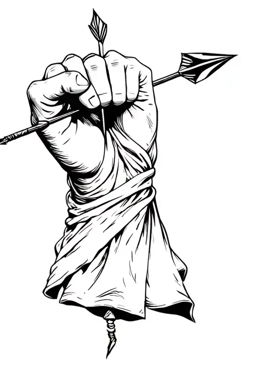Fist In Air Holding An Arrow Stencil Art