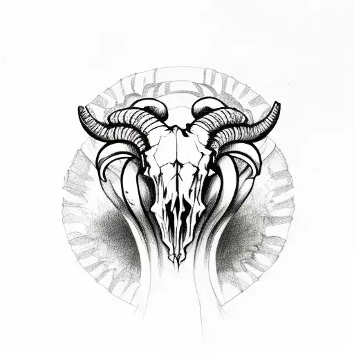 Wildflowers With Ram Skull