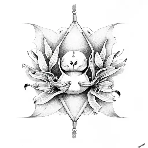 2 Swallow Bird With Lilies