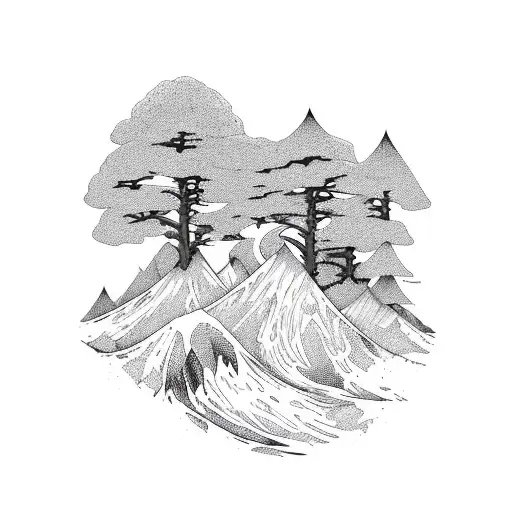 Mountain Trees Waves