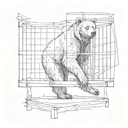 A Bear Walking Out Of A Cage