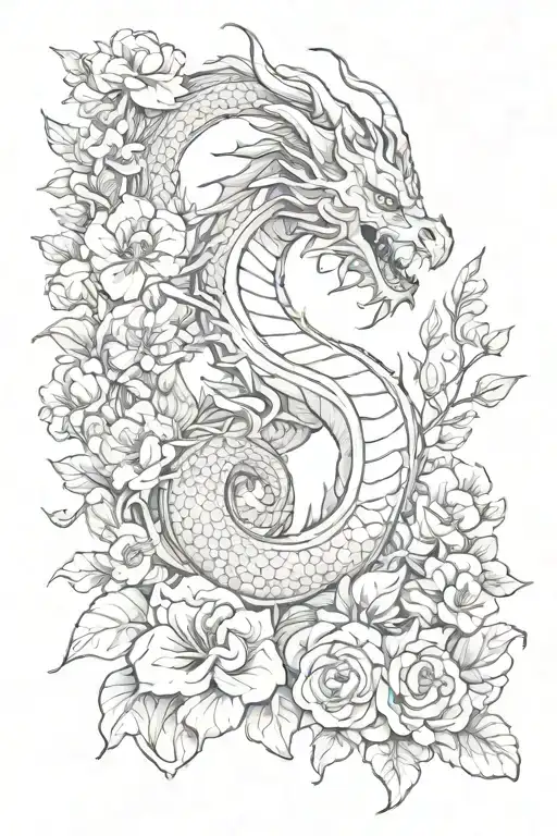 Dragon In Flowers