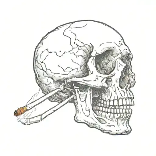 Skull Smoking Cigarette