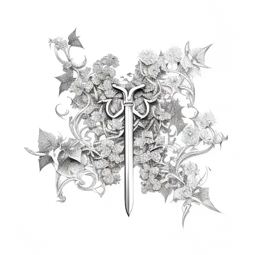 Sword With Ivy And Flowers