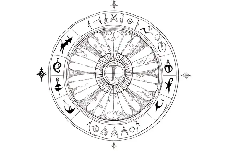 Planet Earth With Zodiac Sign Aquarius And Libra Combined And Framed With The Style Of A Mandala