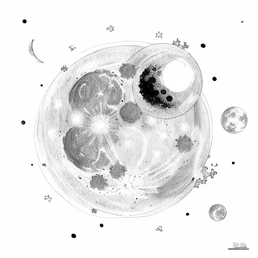 Moon With Stars And Ocean