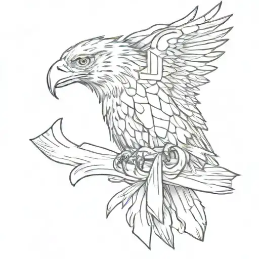 Eagle Holding Butterfly And Cancer Ribbon Wrapped
