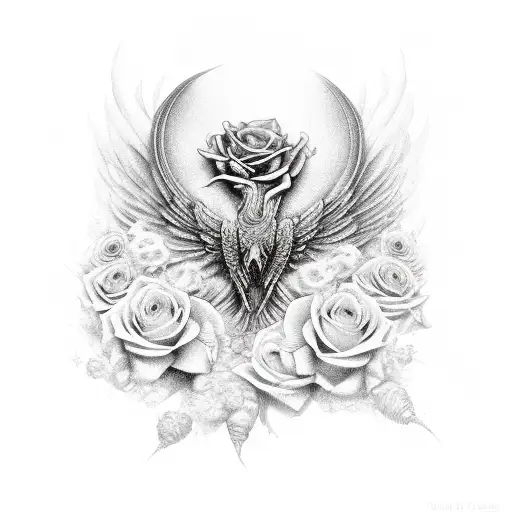 Ave Fenix Reborn From Roses Consumed In Fire