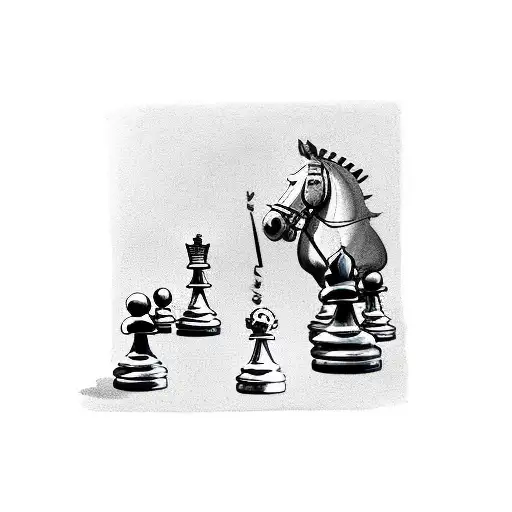 Chess Figures Falling Down On A Shelf