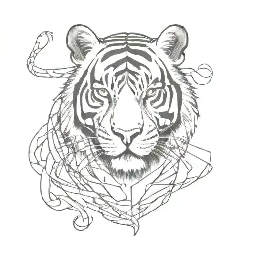 Half Tiger Half Human Head Tattoo Holding