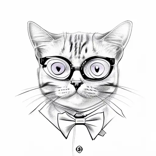 Cat Wearing Bow Tie With Glasses