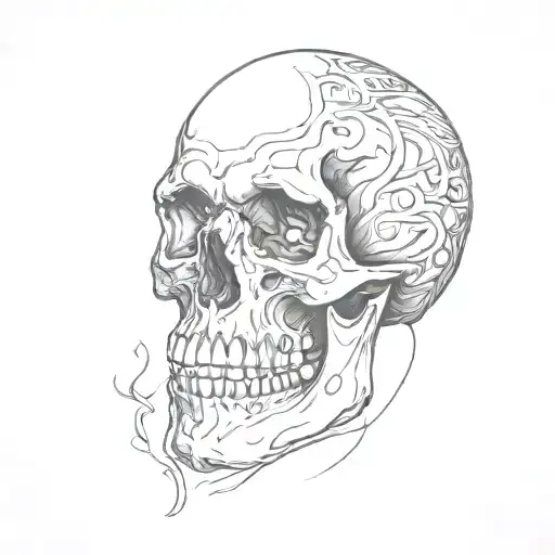 Skull Only In Pepper Shading With Dark To Light Grey