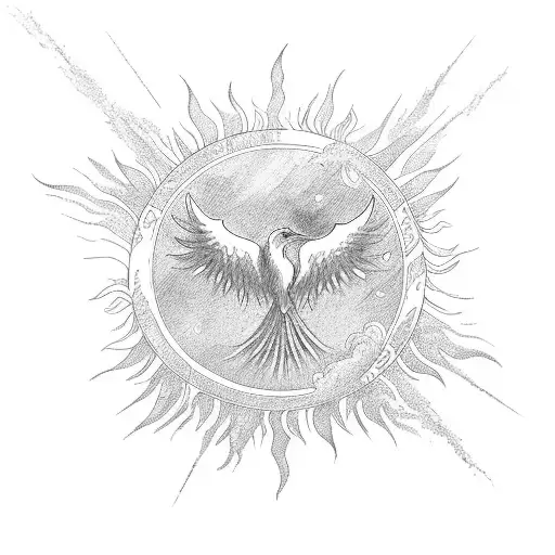 Phoenix With Sun Around It