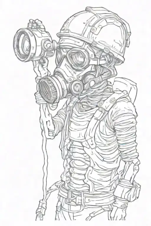 Skeleton Wearing Gas Mask