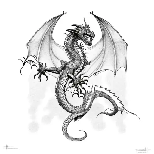 Dragon With 3 Heads That Extends Vertically For A Long Stretch