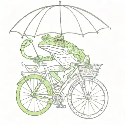 Frog Riding Bike Holdling Umbrella Made