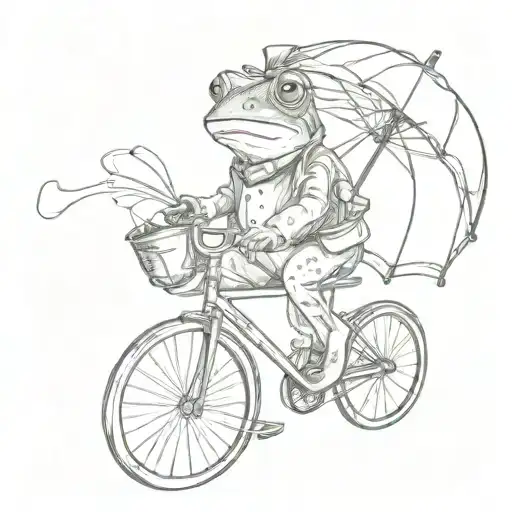 Frog Riding Penny Farthing Holding Umbrella