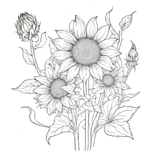 Daisy And Sunflower Stems