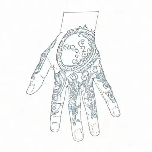 A Hand With A Blue And Black