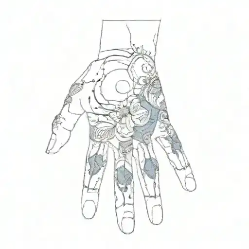 A Hand With A Blue And Black