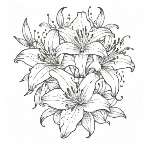 Lily Flowers And Stars Forming The Shape