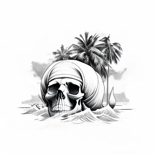 Skull With Palms And Sea