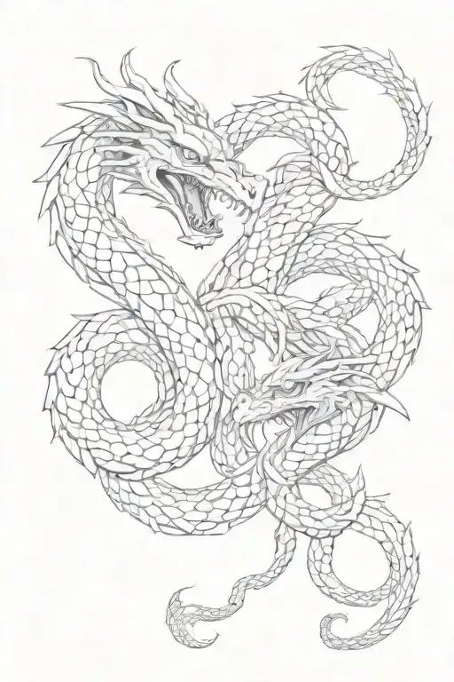 Cobra And Dragon Intertwined
