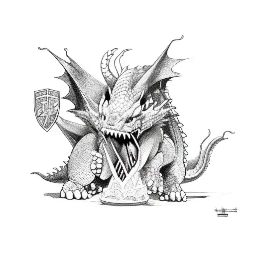 Dragon Defendiendo O Protegiendo A Un Mono Y Un Conejo